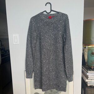 Hugo Boss Grey/Silver Sequined Party Mini Dress Size Small $225